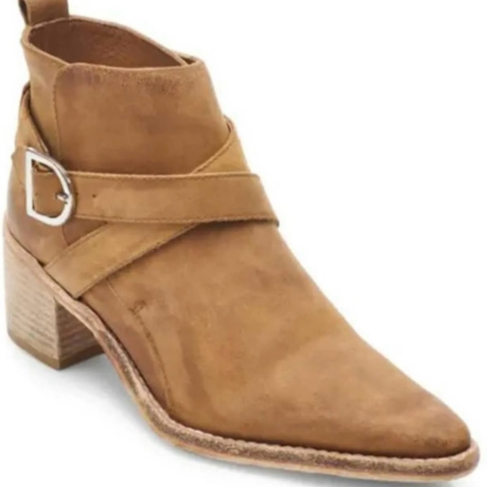 Free People Back Loop Ankle Boot (Women), Brown leather